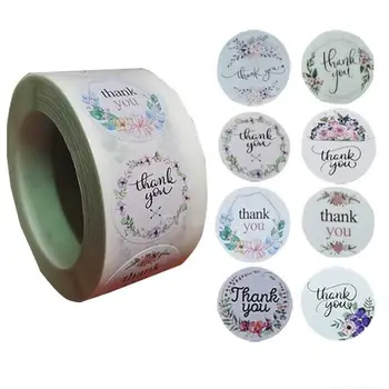 

500pcs Floral Thank You Stickers Seal Labels for Wedding Gifts Round Paper Business Sticker Scrapbook Dairy Stationery Sticker
