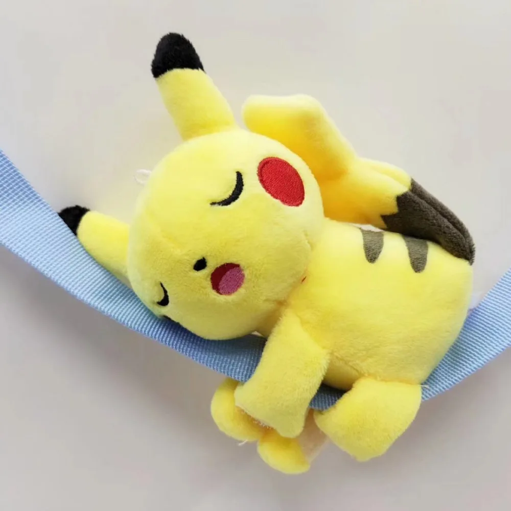 11 см Poke Sleeping Pikachu Charmander Squirtle Bulbasaur Eevee Mew Мягкие плюшевые куклы на липучке игрушка мешок аксессуары TFA3282