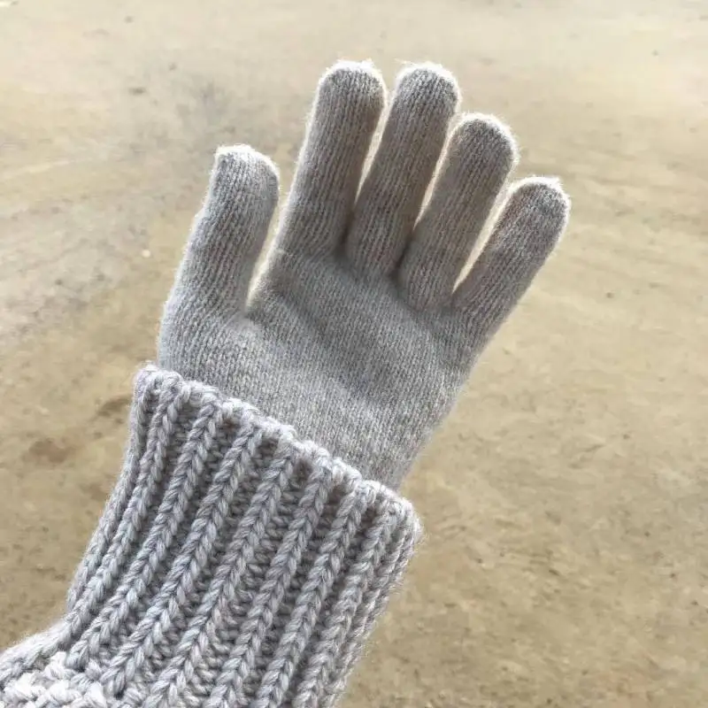 Winter Women Keep Warm Plus Velvet Touch Screen Thicken Cute Lovely Solid Soft Knitted Wool Gloves Drive Cycling Rabbit Fur