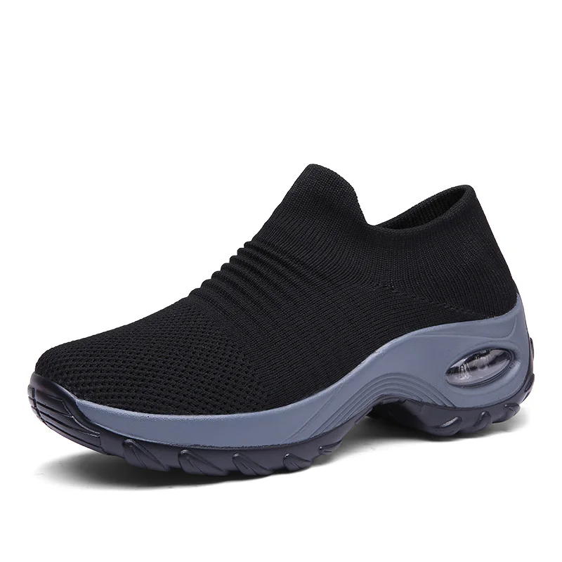 Women Shoes Platform-Sneakers Chunky-Sock Black White Ladies Slip-On Comfortable Female