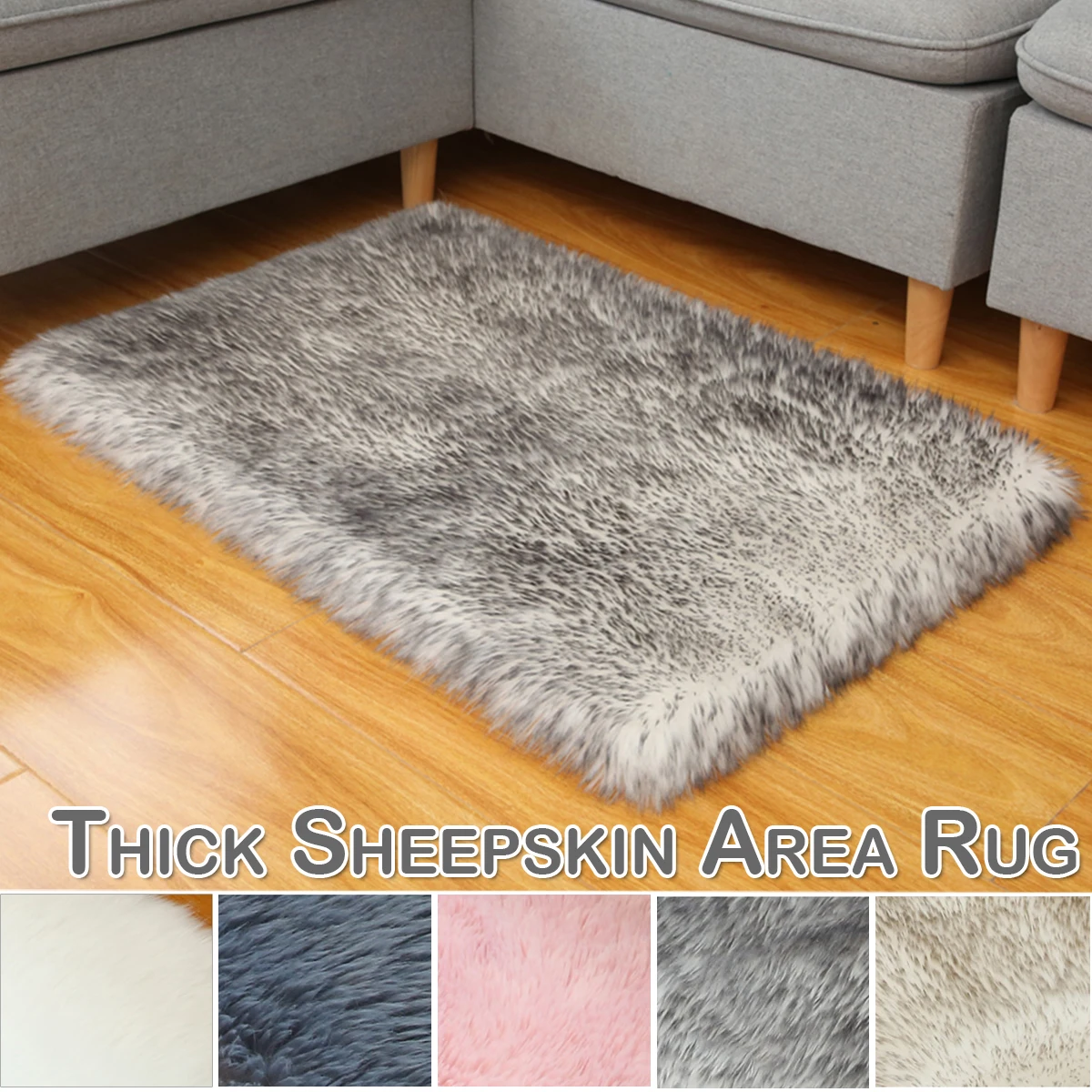 

6cm Shag Area Rugs for Bedroom Fluffy Rug Thick Shaggy Carpet Faux Sheepskin Fur Area Rug Anti-Slip Floor Mat Soft Beside Rugs