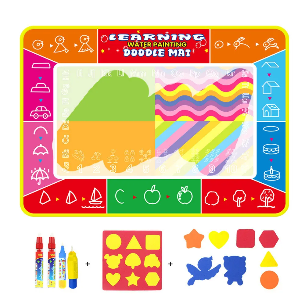Big Size Magic Water Drawing Mat Coloring Doodle Carpet with 4 Magic Pens & Stamps Painting Drawing Board Toys Gift  for Kid 11