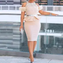 Бисероплетение бриллиантовое платье с открытыми плечами и оборками с баской Женская туника с высокой талией облегающее Вечернее Платье Falbala комплект из 2 предметов платье