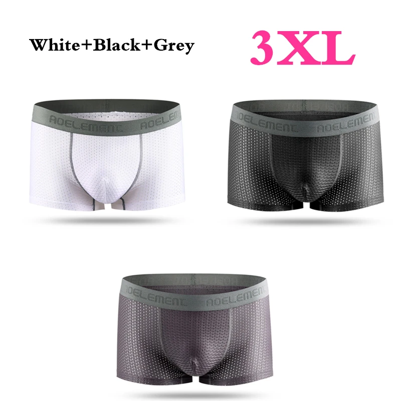 Xiaomi Mijia Ice silk, мужское нижнее белье, дышащие, мягкие, сетчатые, мужские трусы, четыре угла, трусы боксеры, ультра-тонкие, крутые трусы - Цвет: White Black Grey 3XL