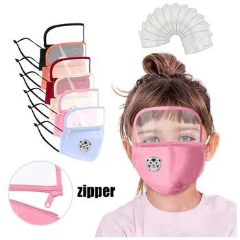

Reuseable Masks Kids' Child Washable Face Mask With Filter Detachable Eye Shield Protective Face Shield Breathable Mondmaskers