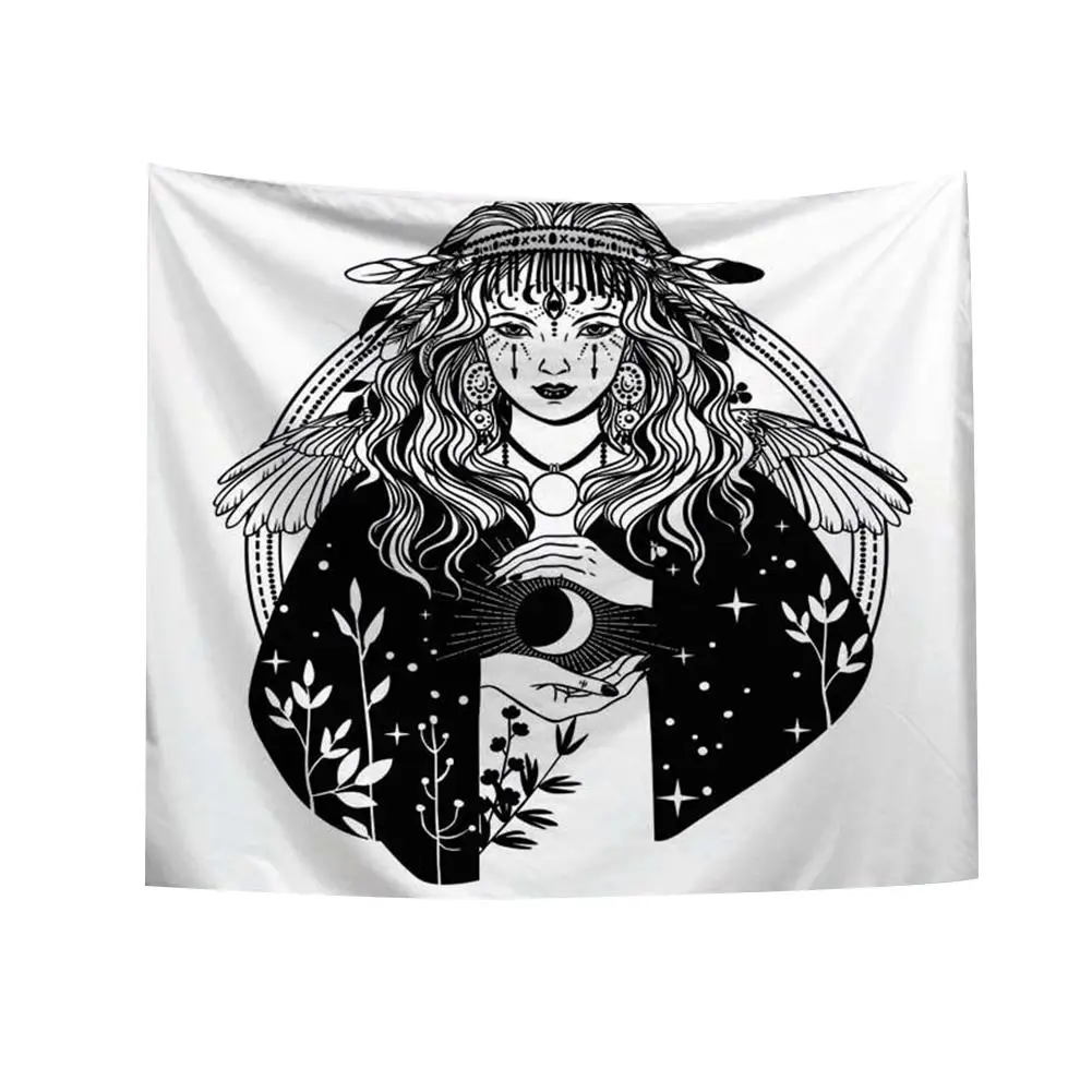 India Mandala Tapestry Wall Hanging Sun Moon Tarot Wall Tapestry Wall Carpet Psychedelic Tapiz Witchcraft Wall Cloth Tapestries