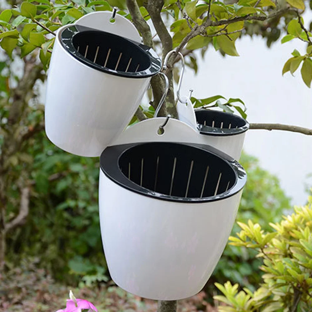 Creative Self-watering Plant Flower Pot Wall Hanging Plastic Planter Home Garden