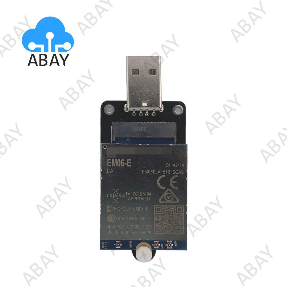 Quectel EM06-E EM06ELA-512-SAGS FDD-LTE/TDD-LTD 4G LTE-A UMTS/HSPA Module + M.2 NGFF to USB Adapter With Nano SIM Slot |