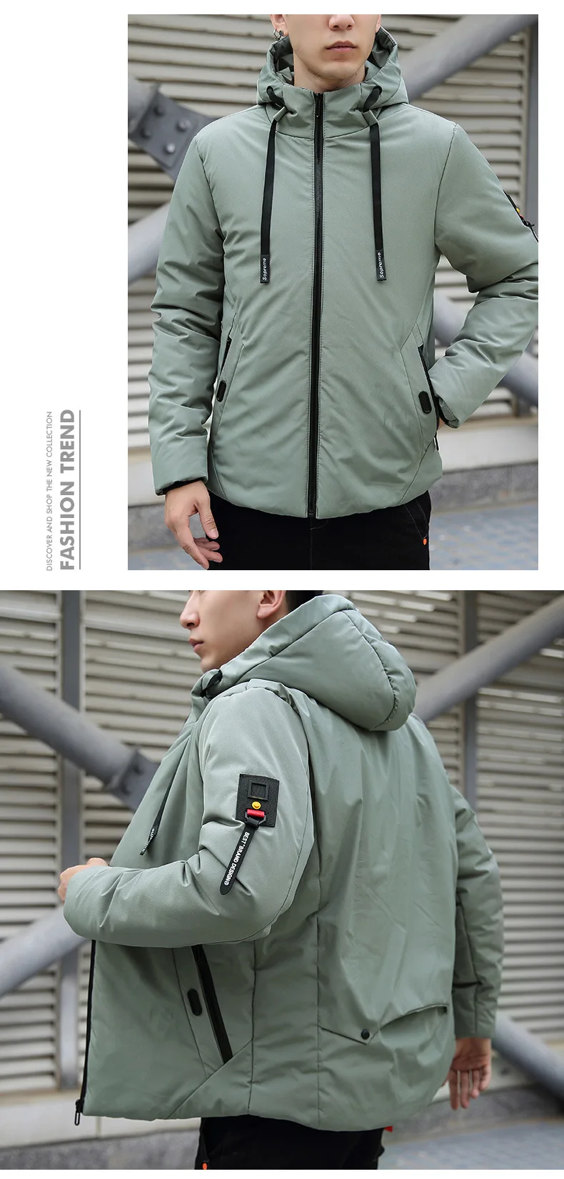 Winter New Style Cotton-padded Clothes Men's Hooded Slim Fit Coat Large Size Fat Thick Warm Tops M-7xl