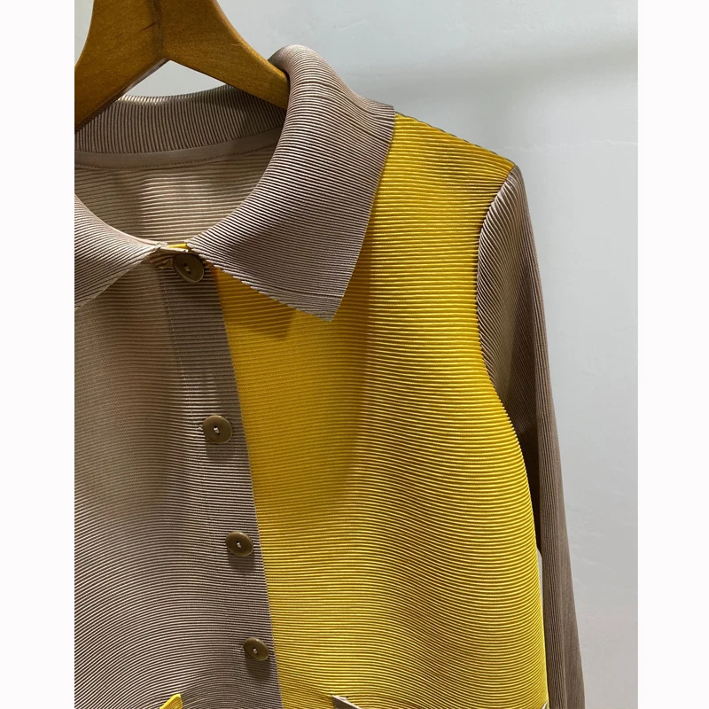 Changpleat Весна Осень Новые Женские базовые куртки пальто Miyak Плиссированное модное однобортное Свободное пальто большого размера цвета
