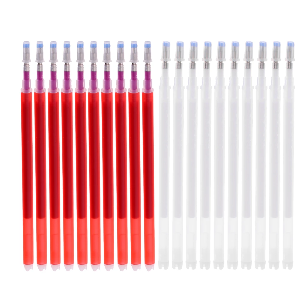 20 Pieces Heat Erasable Refill Pen Heat Vanishing Fabric Markers for DIY Leather Textile Red/White