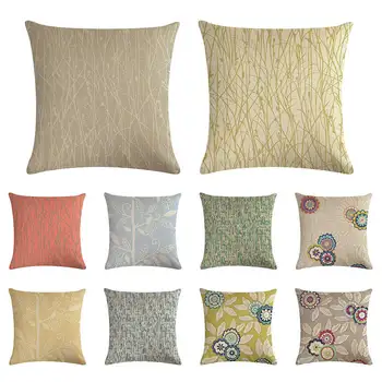 

Cartoon plant cushion cover color matching flower pillow cover linen car chair sofa pillow home decoration pillow case 45x45cm