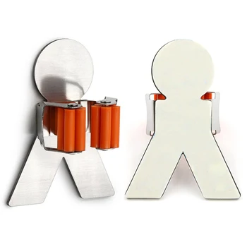 

2 Pcs Self Adhesive Wall Mounted Mop Hooks Broom Hanger Holder with Spring Clip Design Bath Mounted Home Tools/ Kitchen Organize
