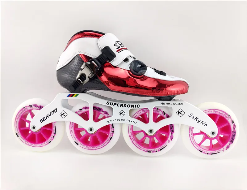 Слегка термопригодный углеродное волокно встроенные скоростные коньки обувь 6 слоев волокна сверхлегкий ботинок Flyke 4 колеса ручка кнопка вращения - Цвет: Model 8