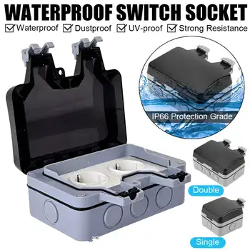 

IP66 Single/Double Weatherproof Waterproof Outdoor Wall Power Socket 16A EU Standard Electrical Outlet Grounded AC 250V