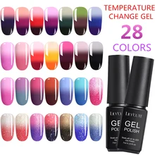 LILYCUTE 7 мл гель лак для ногтей Температура изменение цвета UV гель, семиперманентный Гель-лак для ногтей 3 цвета с блестками(гель-Маникюр