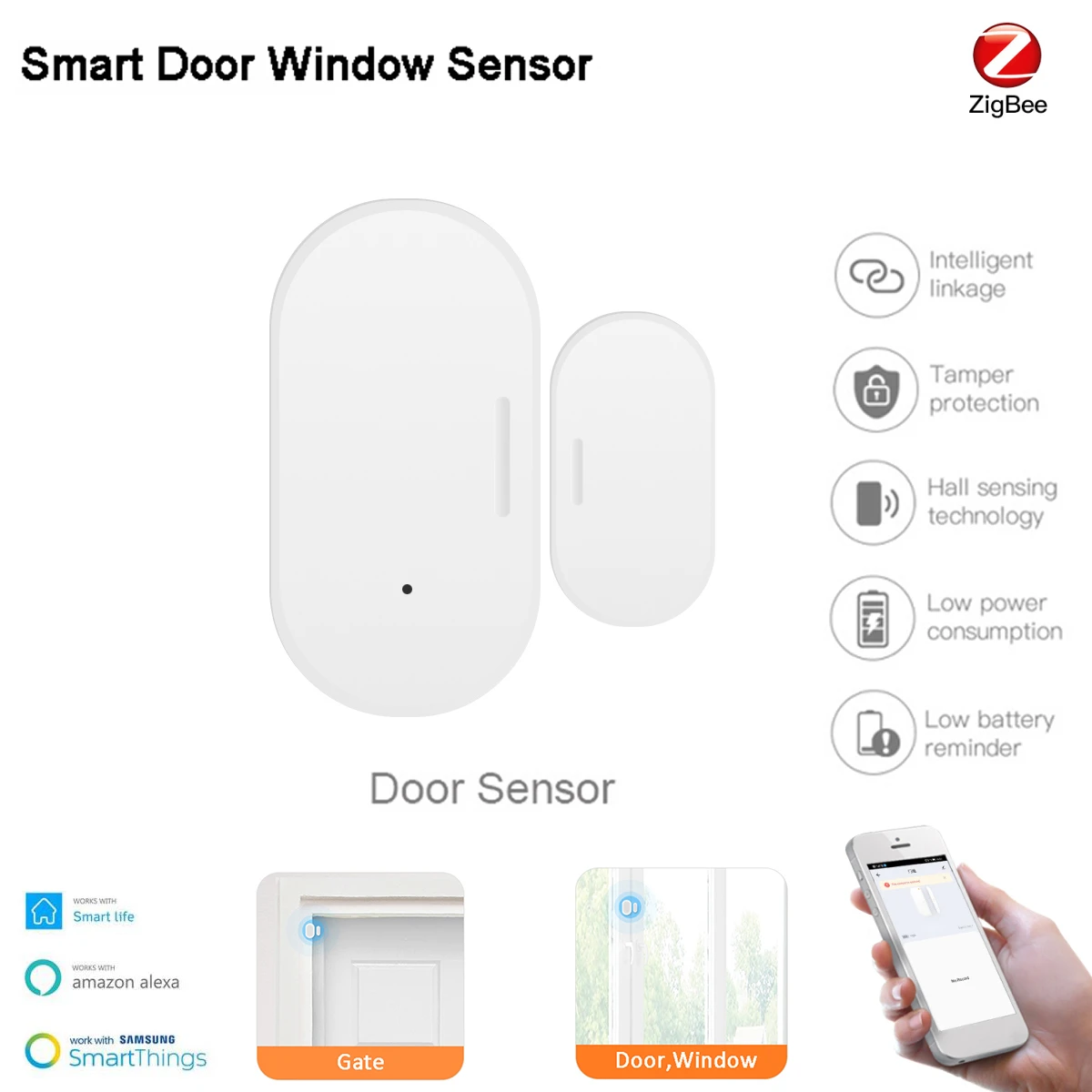 Smart Window Door Sensor Zigbee 3 0 Wireless Connection Multifunction Work With Smartthings Echo Tuya Smart Life Zigbee 3 0 Hub Smart Home Control Aliexpress