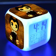 Gran oferta, Reloj despertador para niños, luz Led, 7 colores, cambio, pantalla Lcd, Reloj cuadrado, mesa cuadrada, Digital Vintage