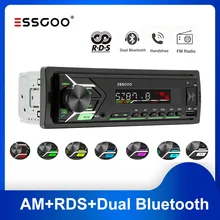 ESSGOO – Autoradio stéréo avec lecteur MP3, Bluetooth, FM, AM, RDS, USB, SD, entrée AUX, télécommande, 1 Din