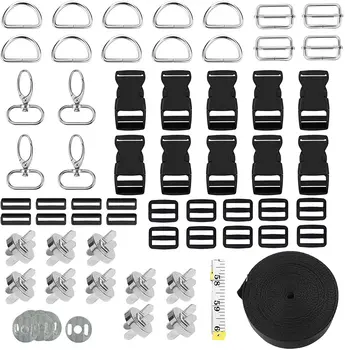 

210pcs Nylon Webbing Strap Buckle Kit Metal Swivel Clasps Button D Ring for DIY Craft Backpack Repairing Handbag Purse Fasteners