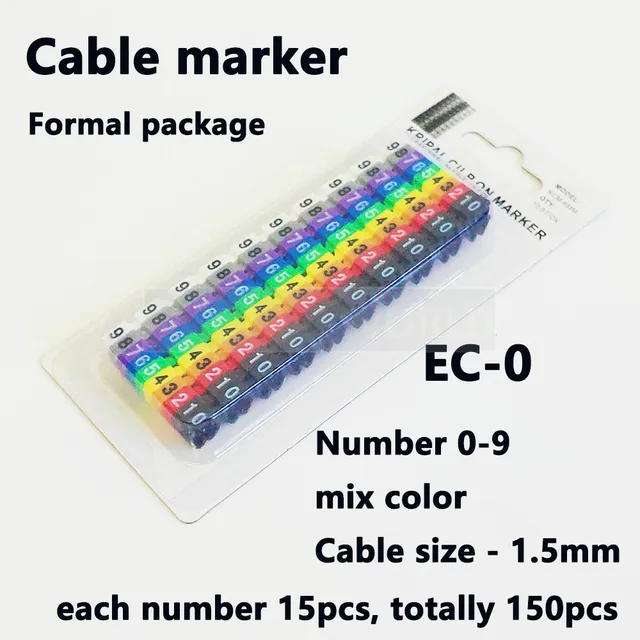 Plastic cable marker label EC-0 Wire Marker Number 0 to 9 Cable Size1.5 ...