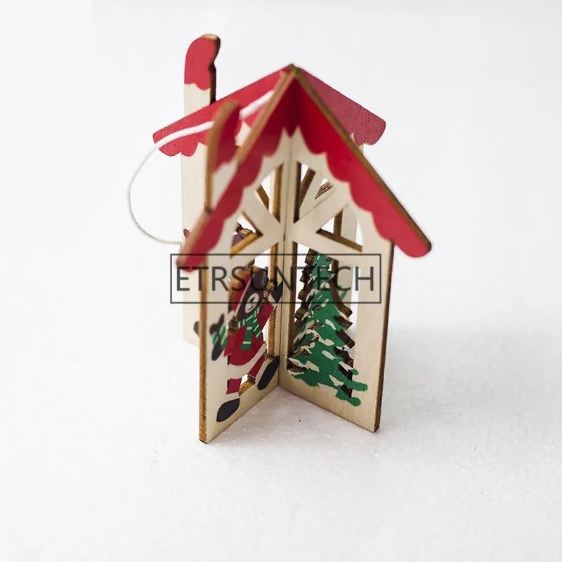 100pcs Wooden Hanging Christmas Decoration Xma Tree Pendant Santa Claus Snowflake Toy For Home Party Supplies