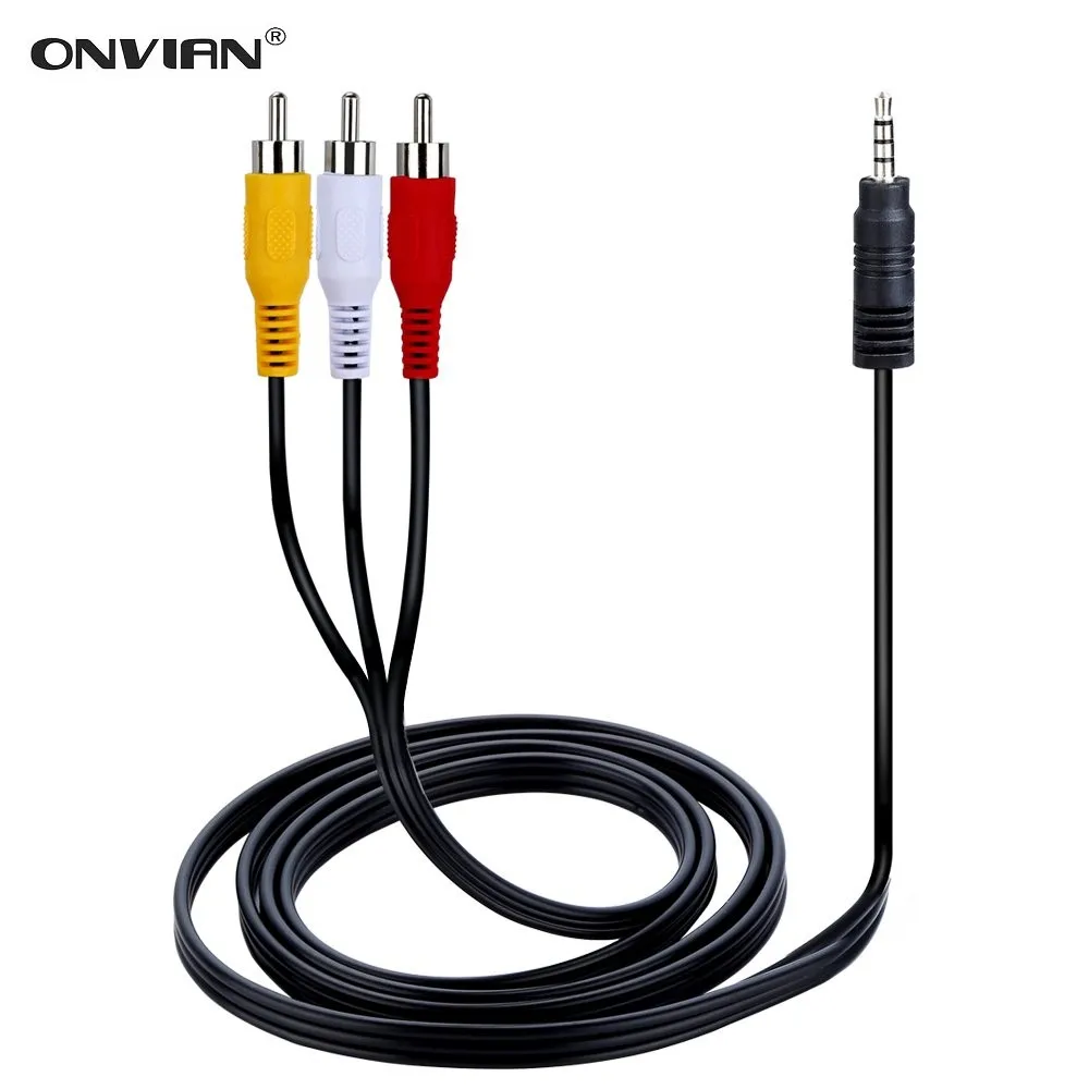 

Onvian RCA Cable Male to 3 RCA 3.5mm Jack Adapter Audio Aux Video AV Cable Cord for DVD Player Recorder HiFi VCR TV Stereo 1.5M