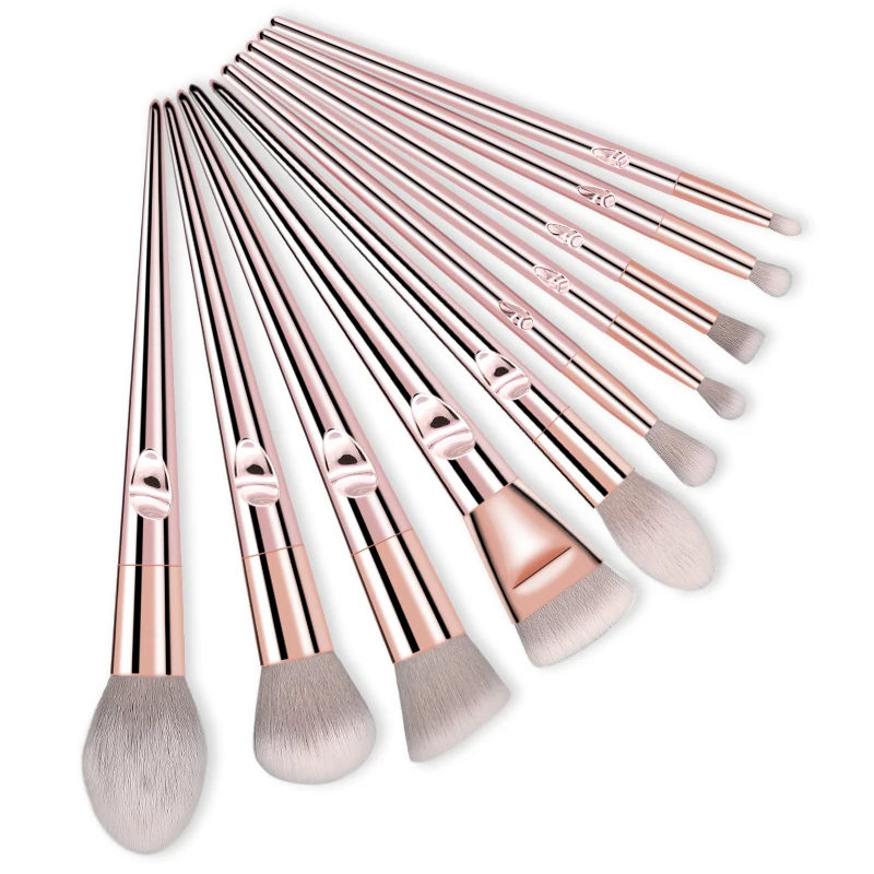 10 pcs brushes Seprofe 10 шт. розовое золото кисти для макияжа основа для пудры кисти для макияжа Тени для век бровей косметические наборы кистей для макияжа - Handle Color: 10 pcs brushes