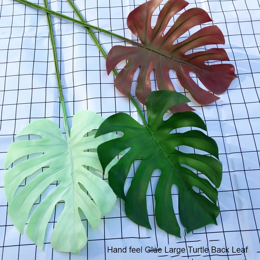 Искусственный Monstera ветка Пальма папоротник черепаха лист 70 см длинный мягкий клей искусственная листва листья для украшения дома Пальмовые Листья