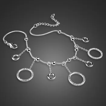 

Bohemian 100%925 Sterling silver Bracelet Set for Women Punk Fashion Fringed Beach Bangle Hand Catenary Jewelry Gift