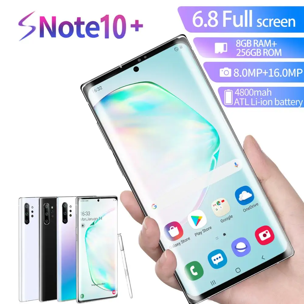 US $112.00 Global Version Note10 65 Inch Smartphone Android 90 4800mah 816MP 10 Core Triple Back Camera Phone Send Mobile Phone Case