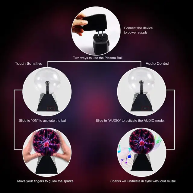 Magic Plasma Ball Desk Lamp Light Nebula Sphere Lightning Globe Glass Balls Home Decor Science Nightlight Kid Room Decoration 4
