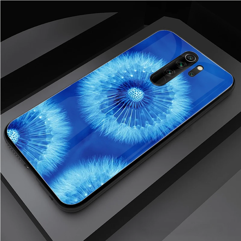 leather case for xiaomi Dandelion flower Tempered Glass Phone Case For Redmi Note 5 6 7 8 9 Pro Note8T Note9S Redmi8 9 Cover Shell xiaomi leather case custom