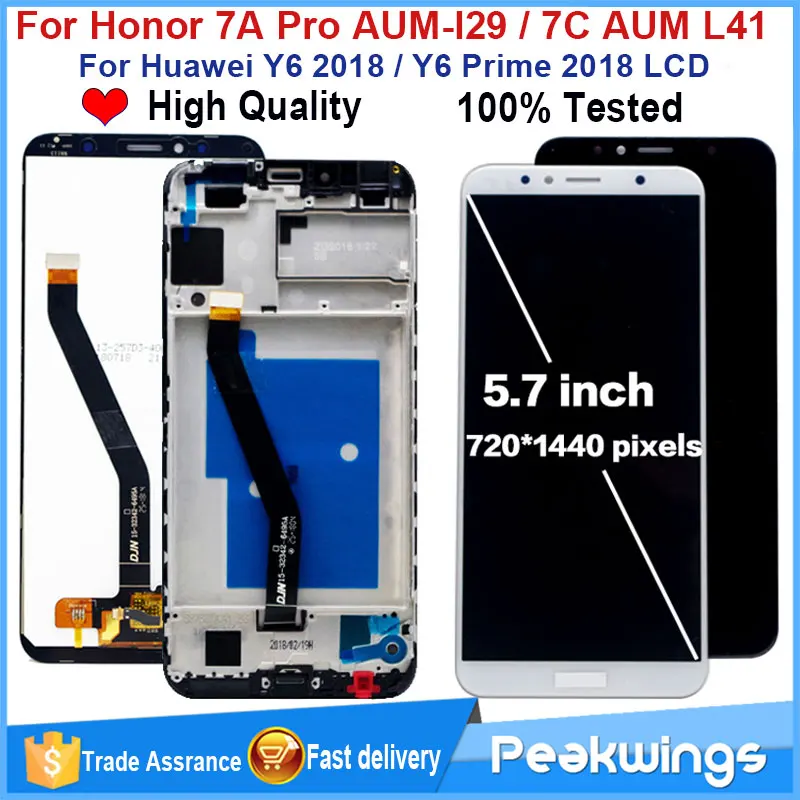 ЖК дисплей 5 7 дюйма для Huawei Honor 7C / Y6 2018 дигитайзер сенсорного экрана 7A Pro с