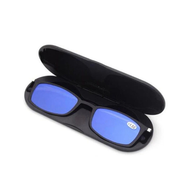 May Flower Anti Blue Light Reading Glasses Portable Square Presbyopia Eyewear With Case Thin Prescription Eyeglasses Glasses Men