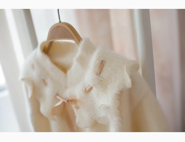 Детский свитер на осень и зиму, Модный милый теплый пуловер с галстуком-бабочкой для девочек Вязаный Свитер ярких цветов с круглым вырезом