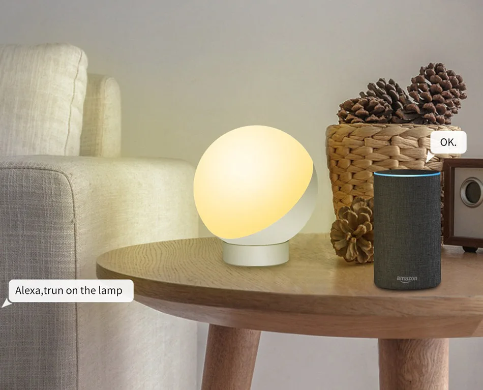 Wifi умная настольная лампа RGBW 7 Вт с регулируемой яркостью и таймером для Alexa Google Голосовое управление Светодиодный настольный ночной Светильник умный дом