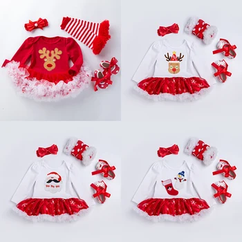 

christmas snowflake elk multi style dress suit cotton long sleeve 0-2 year old baby dress set birthday party baby pho