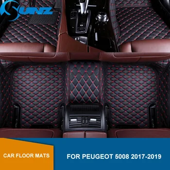 

Car floor mats For Peugeot 5008 2017 2018 2019 Custom auto foot Pads automobile carpet cover Waterproof Carpets SUNZ