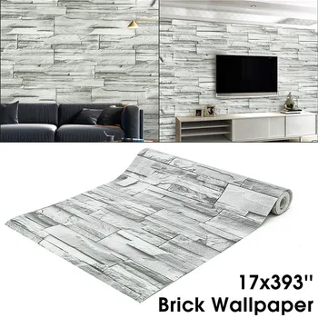 

10*0.45m 3D Green Brick Rustic Wallpaper Self Adhesive Wallpaper Home Living Room Decoration Wall Sticker Roll Wear-resistant