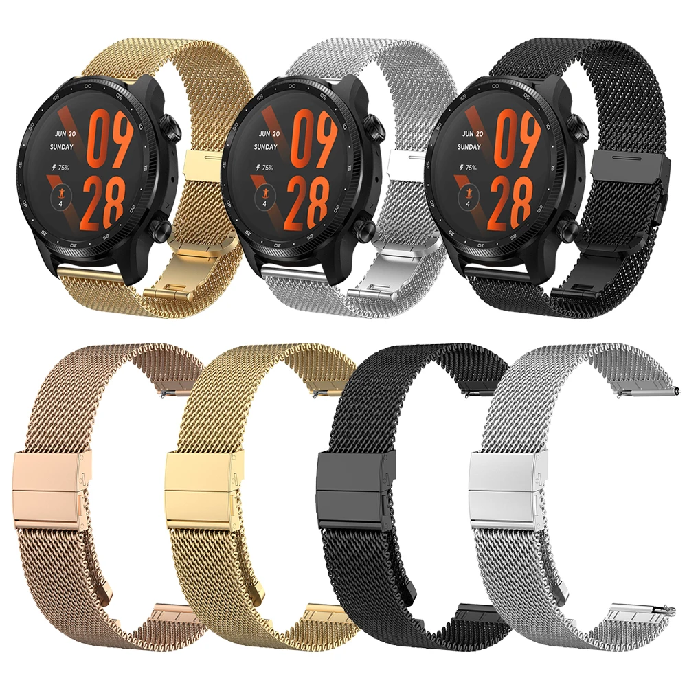 Cinturino In Maglia Di Metallo In Acciaio Inossidabile Per Ticwatch Pro 3 Ultra Gps/E3/Gtx Smart Watch Band Milanese Bracelet Sostituisci Il Cinturino