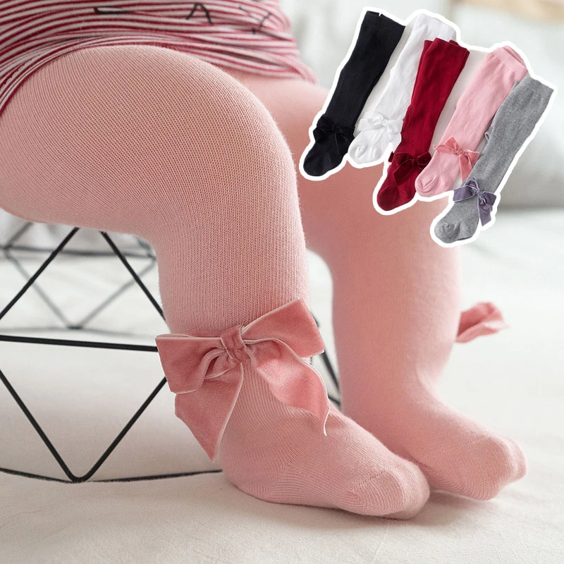 Collants Tricotes En Coton Pour Bebe Fille Vetement Doux D Hiver Avec Nœud Papillon Jambieres Aliexpress