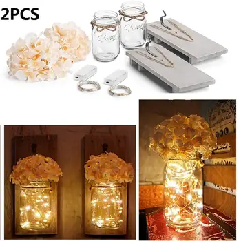 

Fake Flower Wall Decor Wall LED String Light Rustic Wall Lamp Bottle Home Decoration Mason Jar Fairy Garland String Lights New