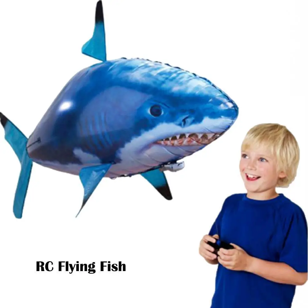 Control remoto RC juguetes aire pez nadando RC animales RC Air regalos payaso globos peces de juguete de tiburón, felpa juguete tiburón volando infrarrojos B9J0