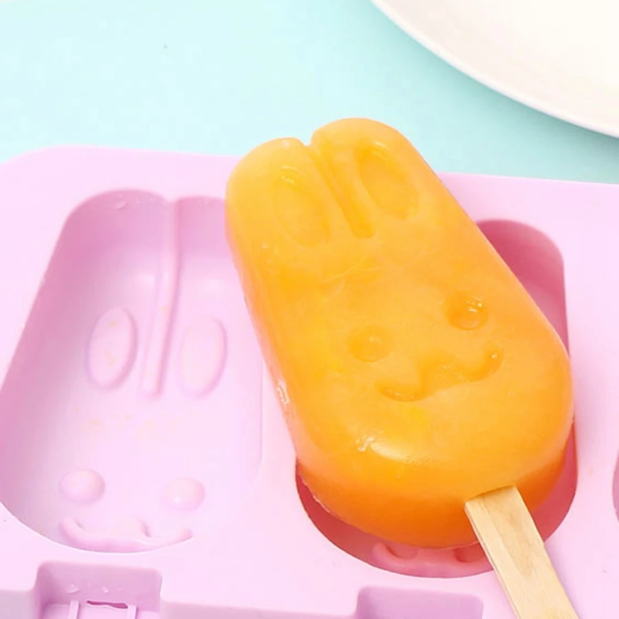 Силиконовая милая форма для мороженого с крышкой Diy Мороженица с 100x Деревянными Палочками, 2 шт