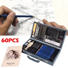 

60Pcs Professional Sketch Pencil Art Pencil Set Charcoal Brush Sketch Tools with Eraser Pencil Sharpener Ruler Gift for Kids