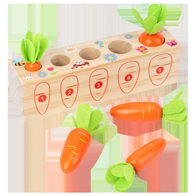 New Cute Wooden  Montessori Carrot Pull Toy Early Educational Building Block Fruit Game For hildhood Education Kids Toys 5