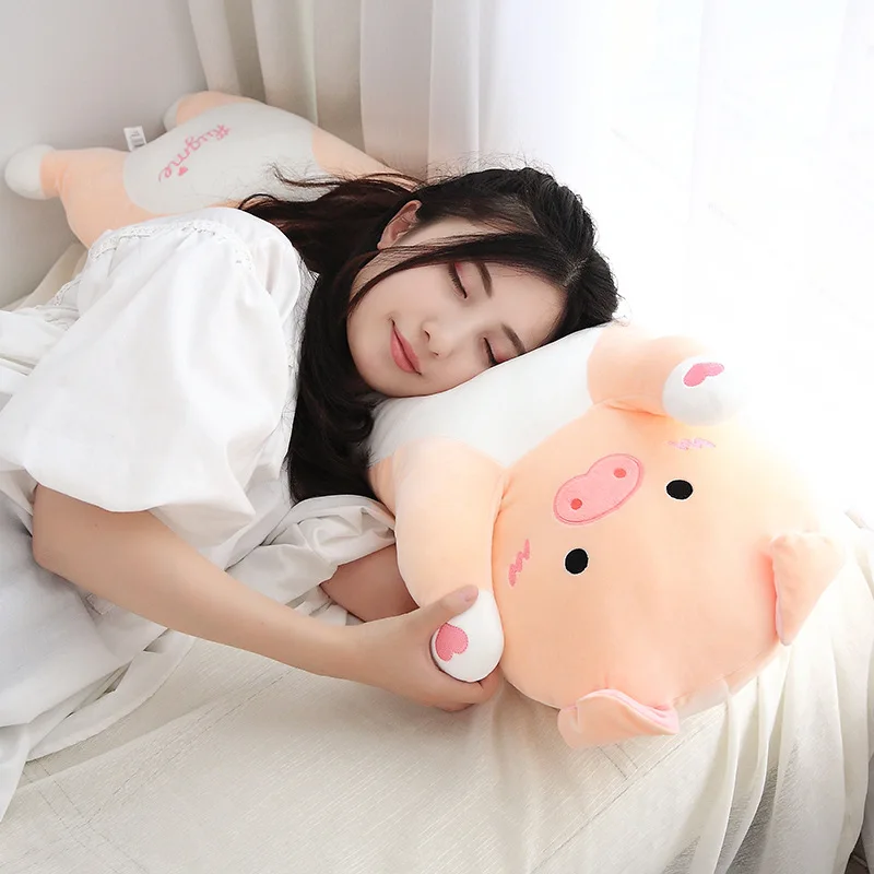 

Pig Large Size Plush Toys with You Pajama Girlfriend Pillow Strip Men's Bed Unisex Pink Gray Send Women's