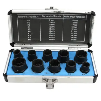 

Damaged Bolt Nut Screw Remover Extractor Removal Set Nut Removal Socket Tool Threading Hand Tools Kit With Box