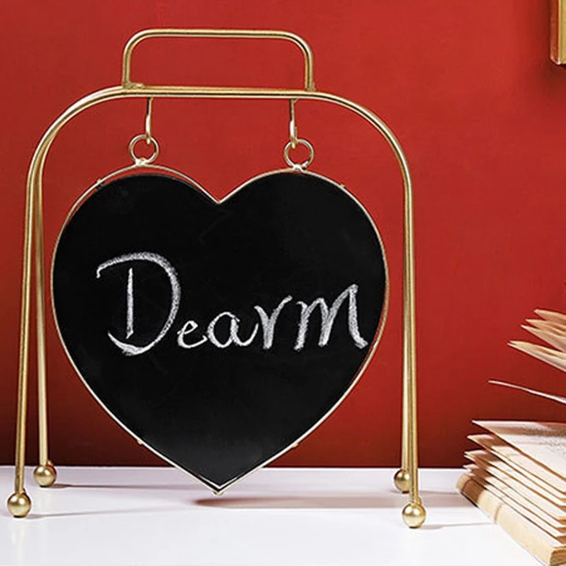  Creative Wrought Iron Love Double-Sided Blackboard Message Board Ornament Decoration Home Decoratio